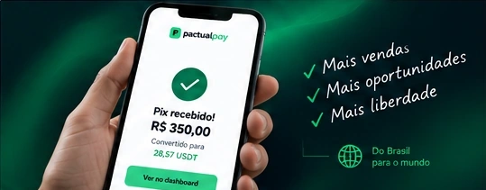 PactualPay Pix recebido e convertido para USDT
