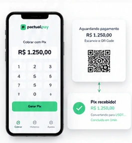 App POS Terminal de cobrança e confirmação Pix com topo íntegro
